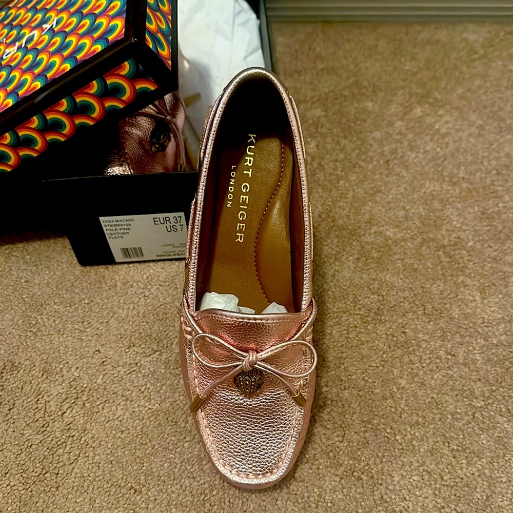 Kurt Geiger loafers only worn a couple of times. Metallic pink.